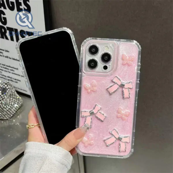 bow tie drip rubber multi color cute phone case