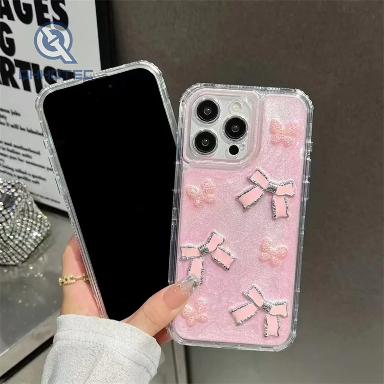 bow tie drip rubber multi color cute phone case