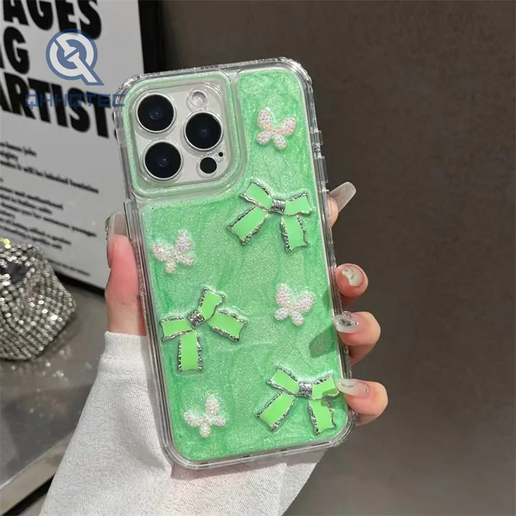 bow tie drip rubber multi color cute phone case
