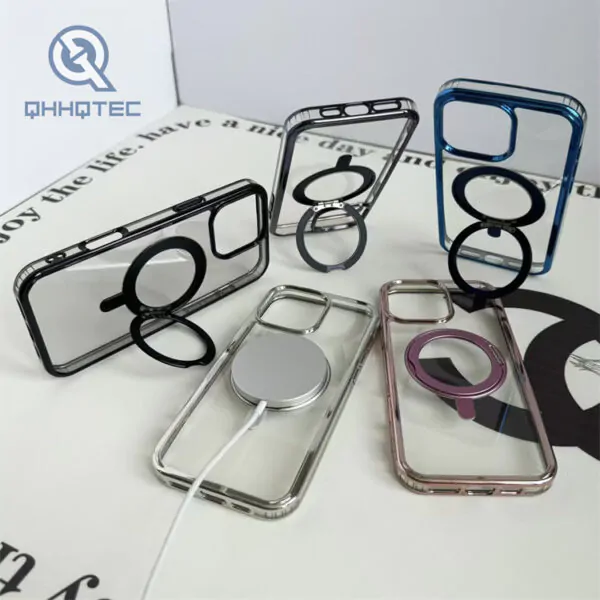 transparent magsafe cover with electroplate stand