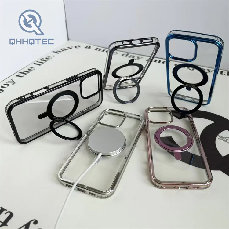 transparent magsafe cover with electroplate stand