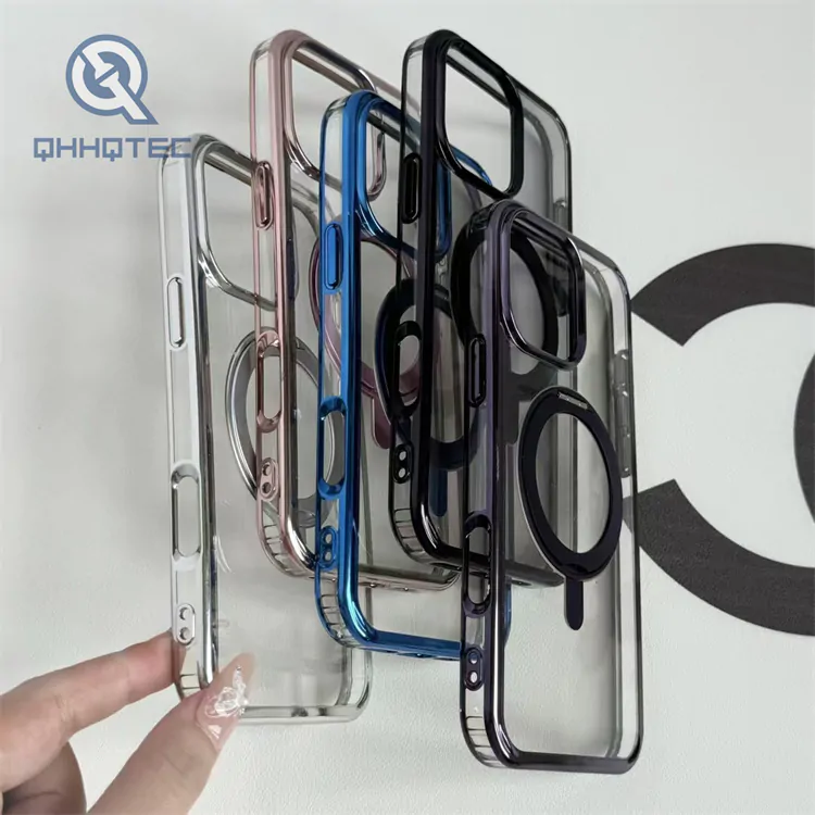 transparent magsafe cover with electroplate stand