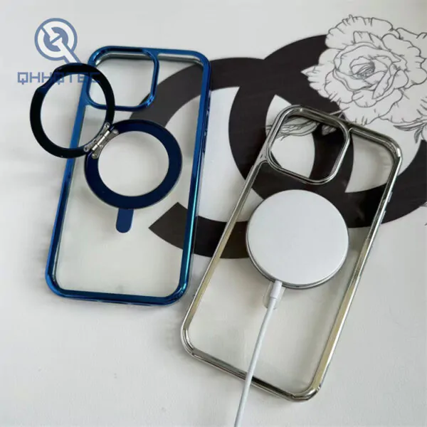 transparent magsafe cover with electroplate stand