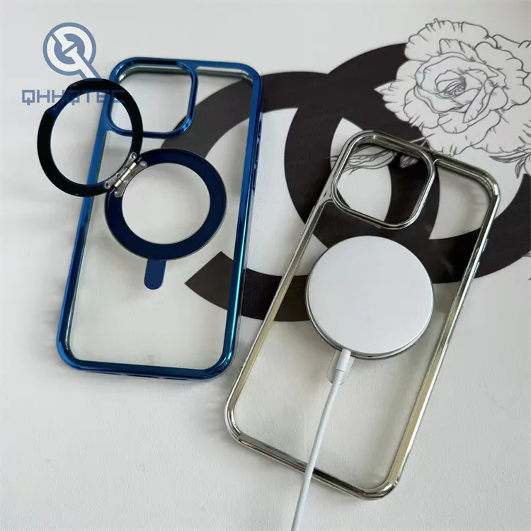 transparent magsafe cover with electroplate stand