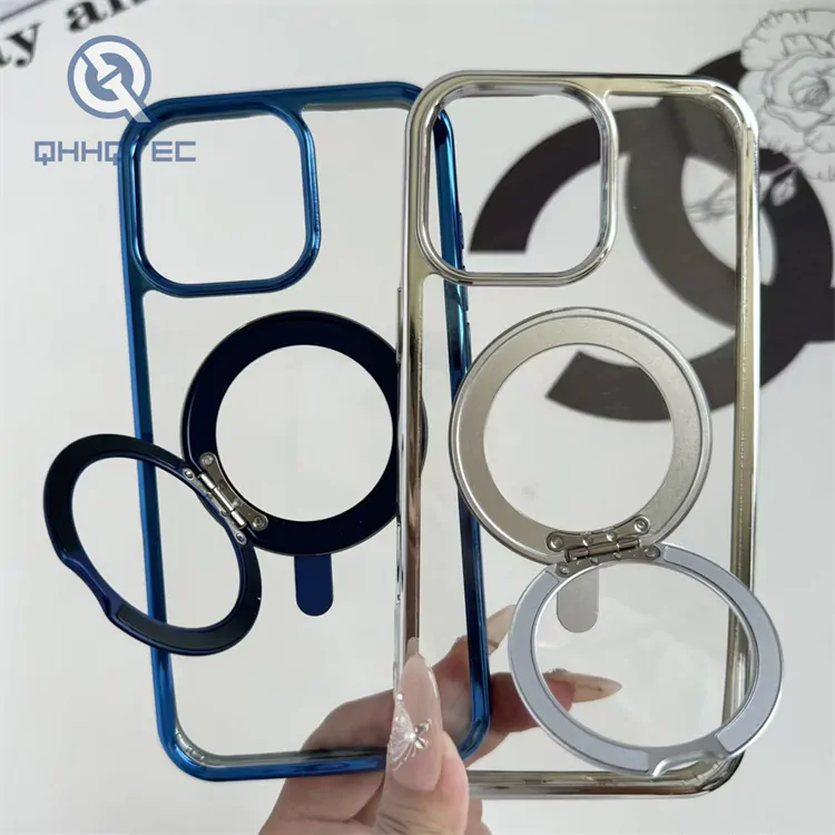 transparent magsafe cover with electroplate stand