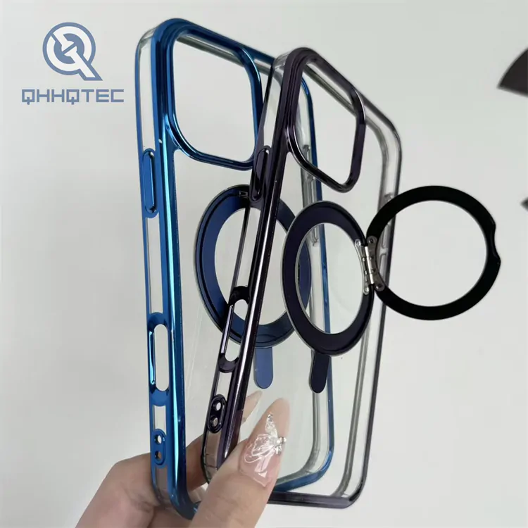 transparent magsafe cover with electroplate stand