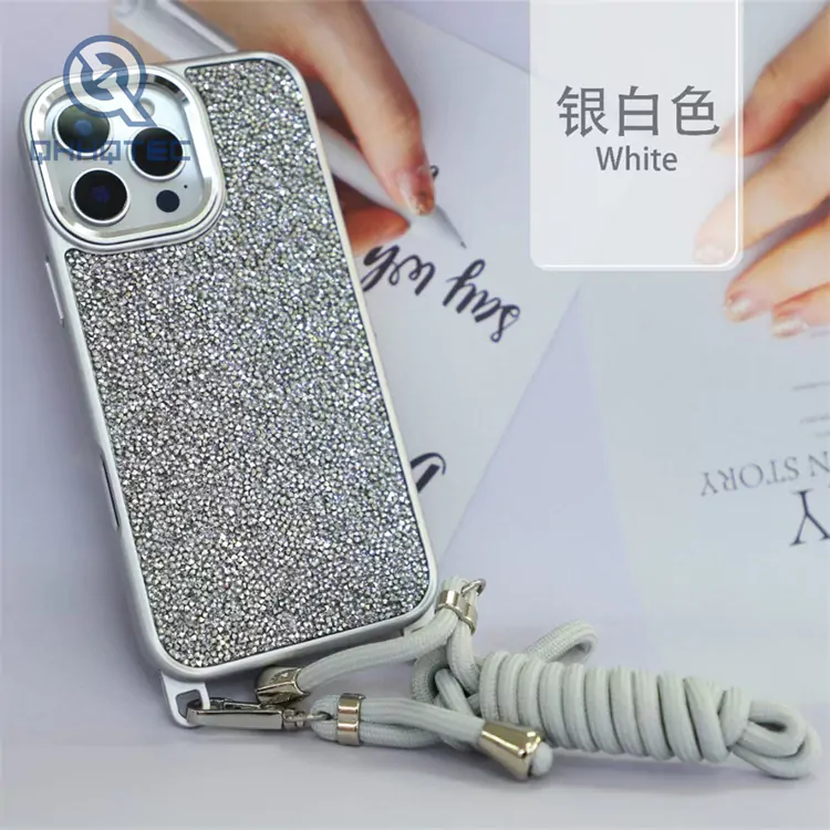 crystal diamond phone case with lanyard