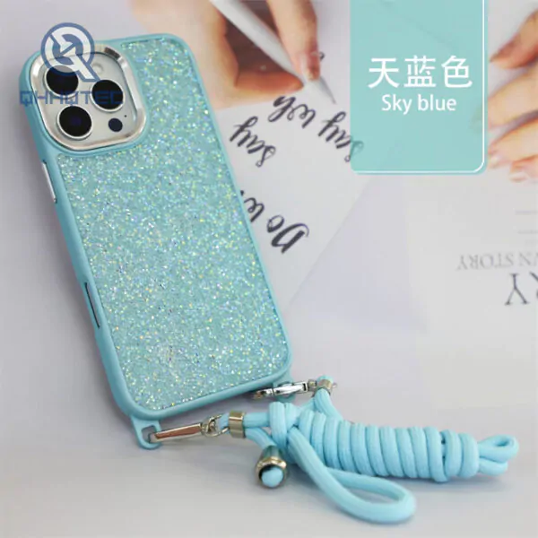 crystal diamond phone case with lanyard