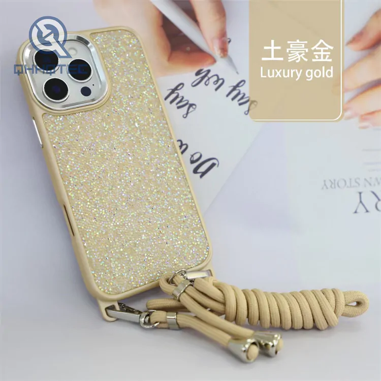 crystal diamond phone case with lanyard