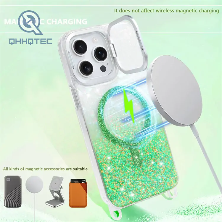 glitter magsafe case with len bracket