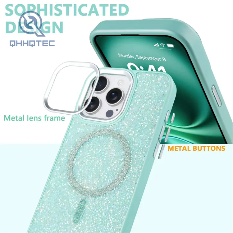 glitter magsafe case with len bracket