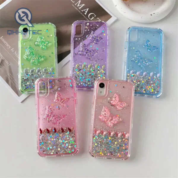 sequin dripping 3 in 1 butterfly case