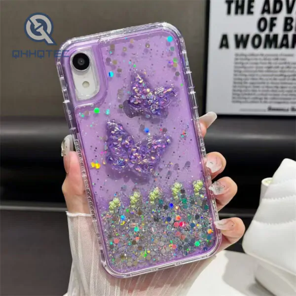 sequin dripping 3 in 1 butterfly case