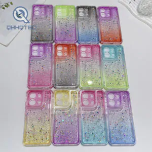 gradient colors 3 in 1 glitter dripping case