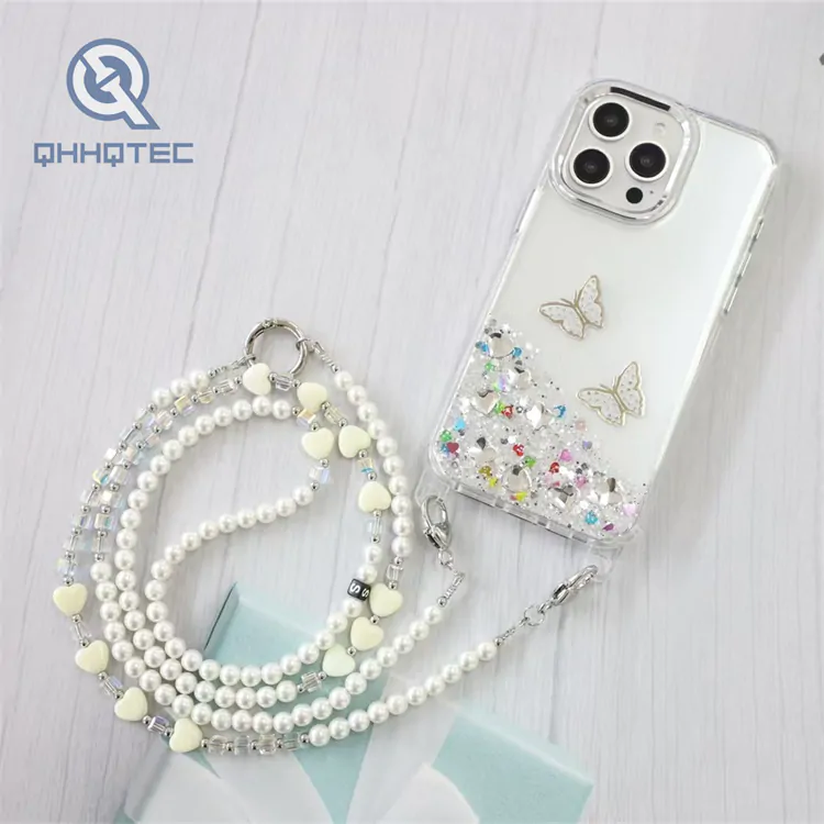 epoxy cute phone case with lanyard for iphone 15 pro max