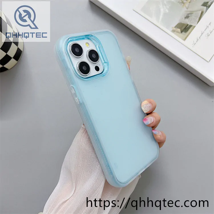 transparent dyed high end luxury tpu+pc material three in one mobile phone case