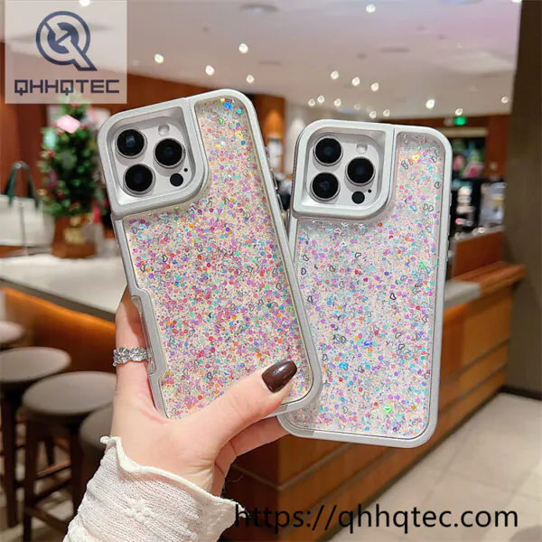 transparent full glitter sequins 2 in 1 case