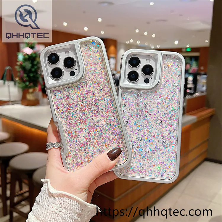 transparent full glitter sequins 2 in 1 case