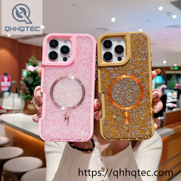 solid color diamonds 2 in 1 magsafe case