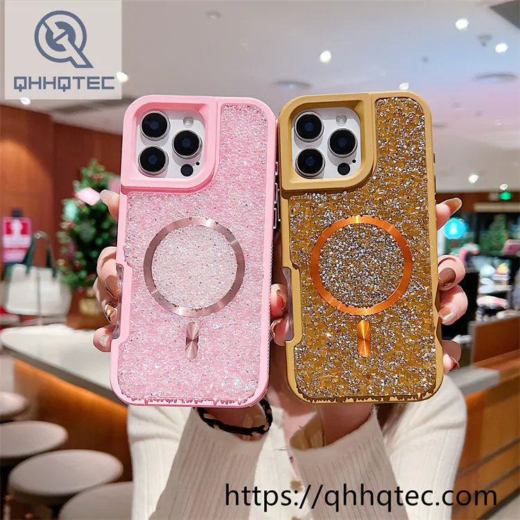 solid color diamonds 2 in 1 magsafe case