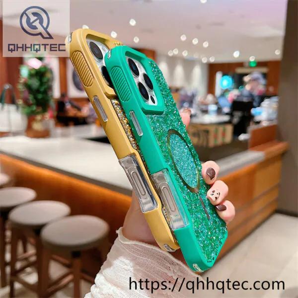 solid color diamonds 2 in 1 magsafe case