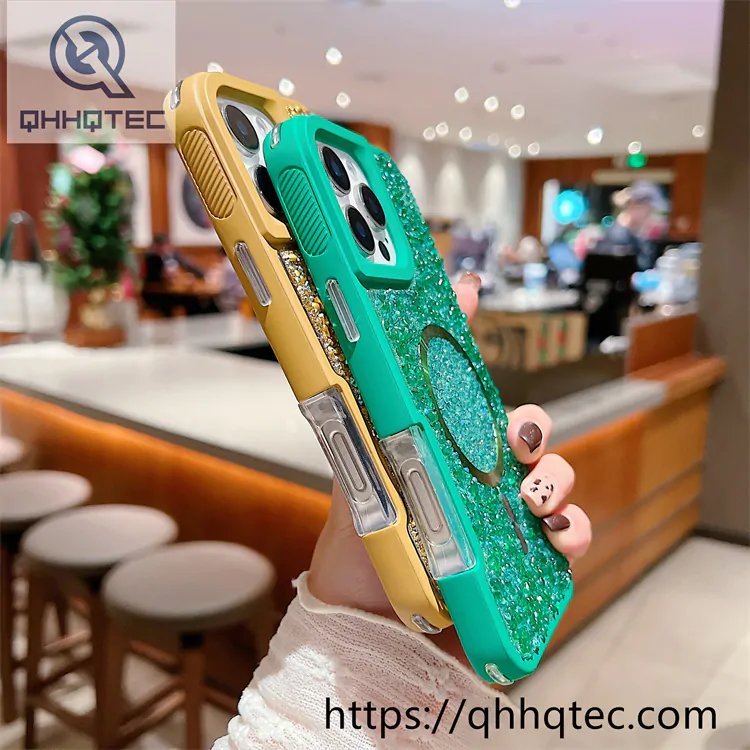 solid color diamonds 2 in 1 magsafe case