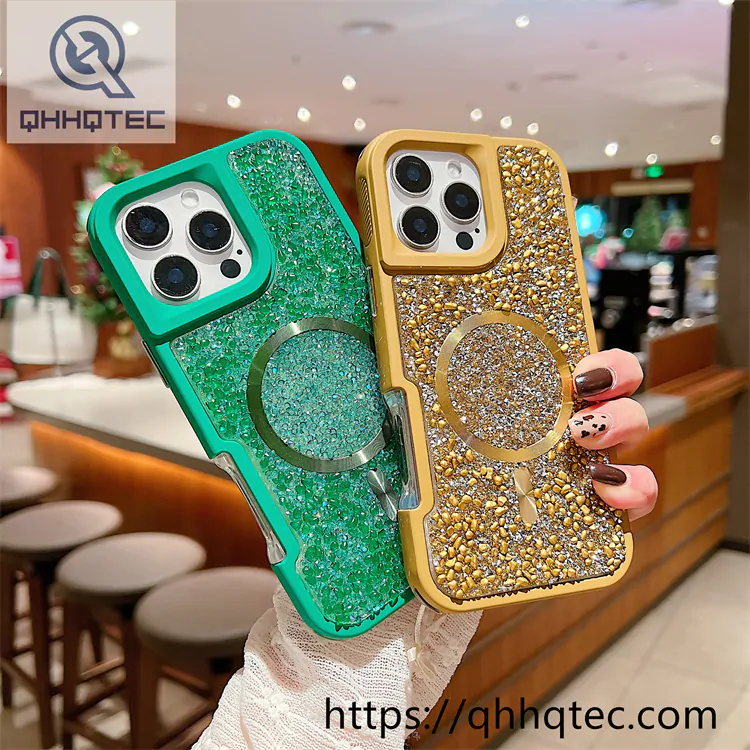 solid color diamonds 2 in 1 magsafe case