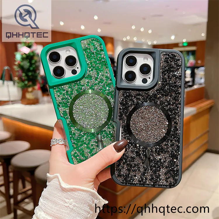 solid color diamonds 2 in 1 magsafe case
