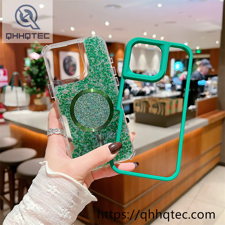 solid color diamonds 2 in 1 magsafe case