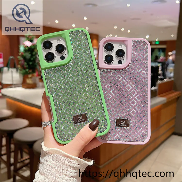 plaid diamonds 2 in 1 glitter case
