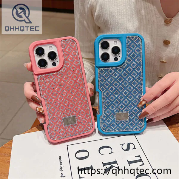 plaid diamonds 2 in 1 glitter case