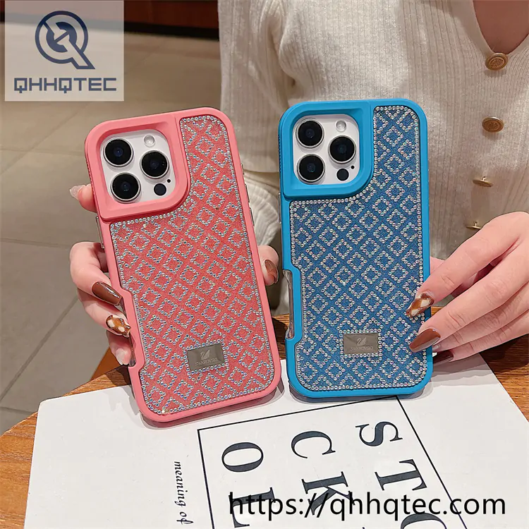 plaid diamonds 2 in 1 glitter case