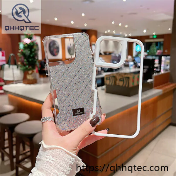 plaid diamonds 2 in 1 glitter case