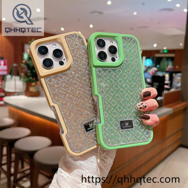 plaid diamonds 2 in 1 glitter case