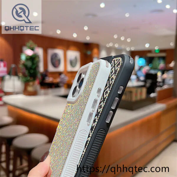 plaid diamonds 2 in 1 glitter case