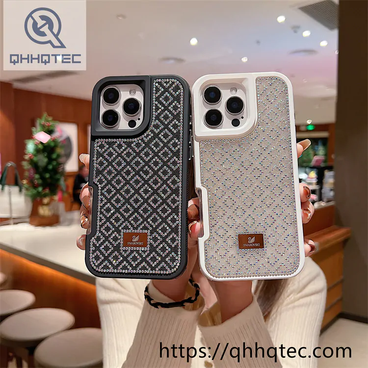plaid diamonds 2 in 1 glitter case