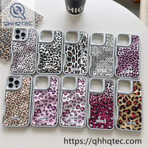 solid color frame 2 in 1 leopard case