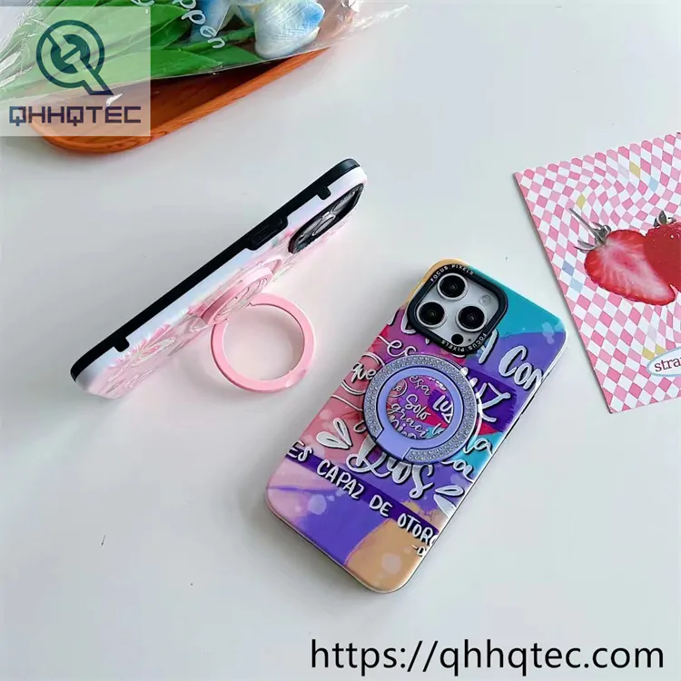 colorful painting phone cover diamond stand