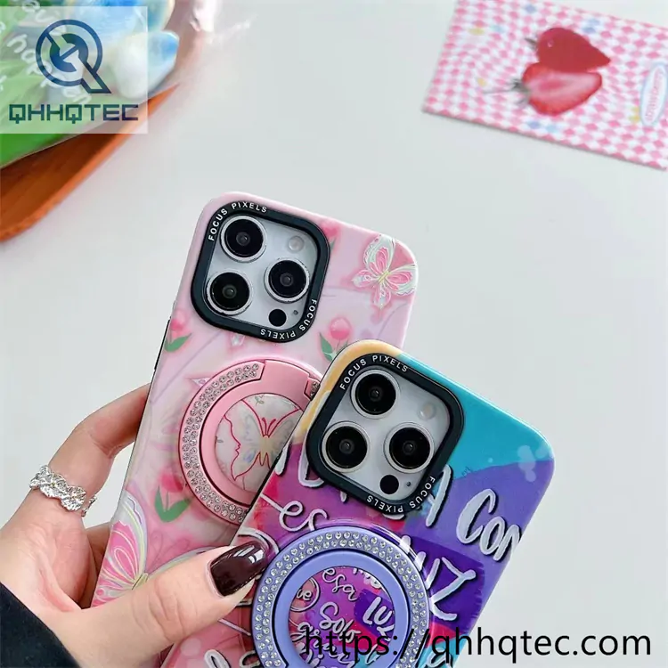 colorful painting phone cover diamond stand