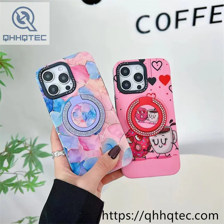colorful painting phone cover diamond stand