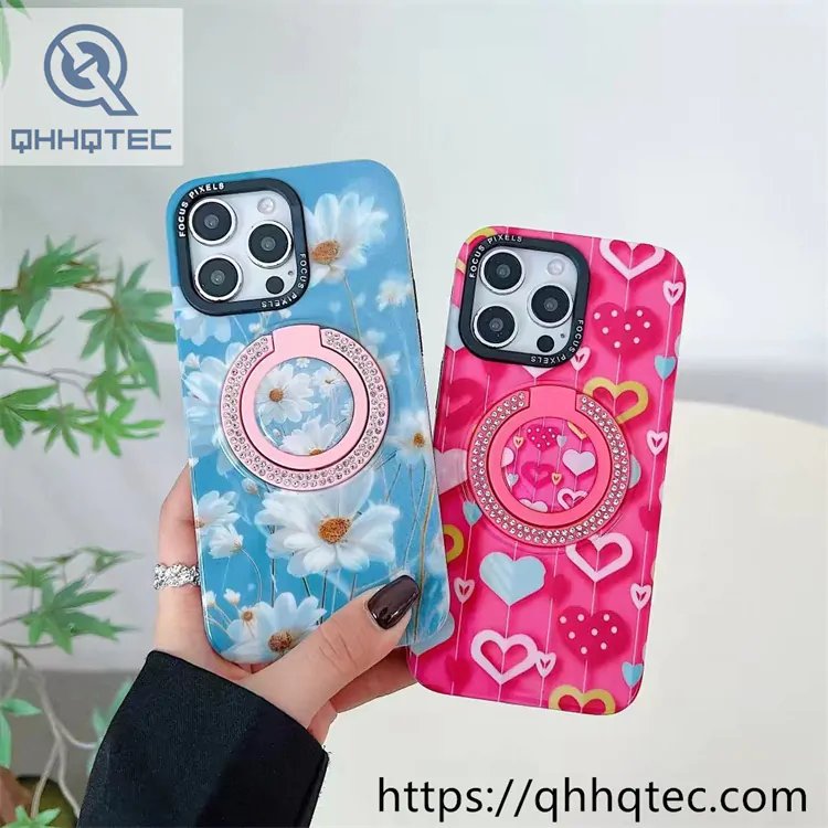 colorful painting phone cover diamond stand