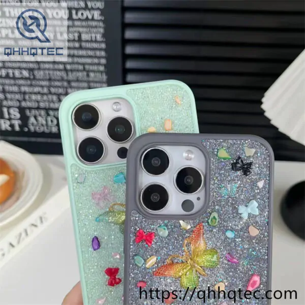 full diamonds glitter butterfly phone cover
