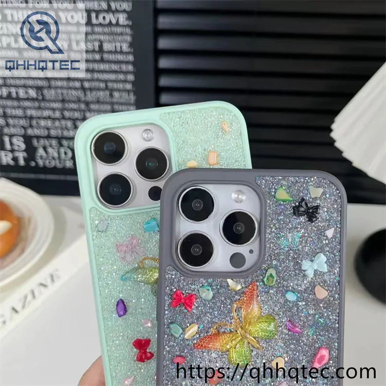 full diamonds glitter butterfly phone cover