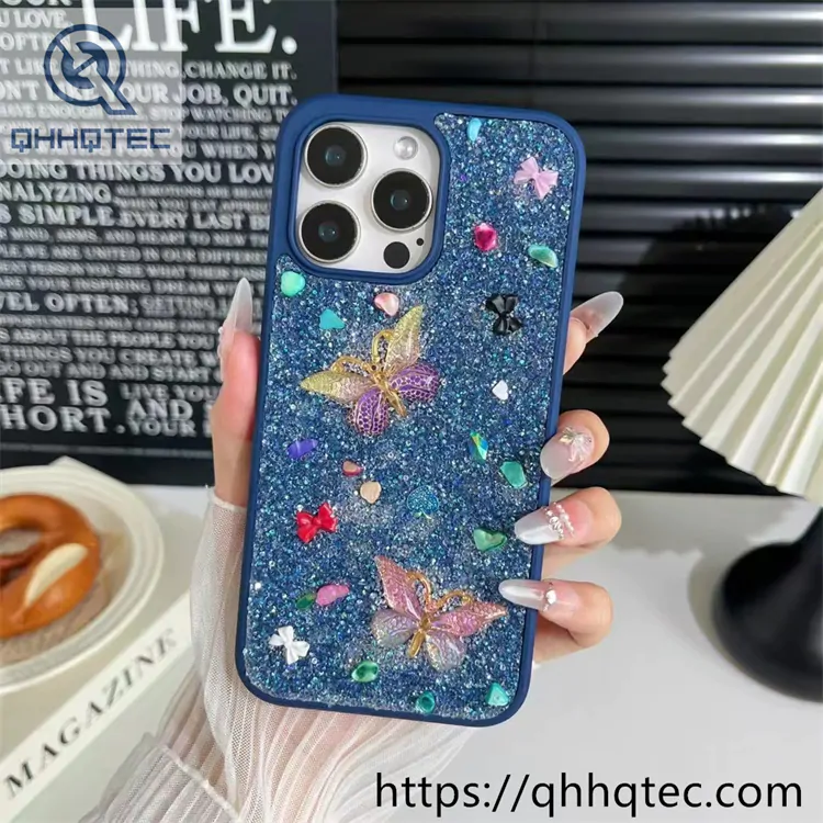 full diamonds glitter butterfly phone cover
