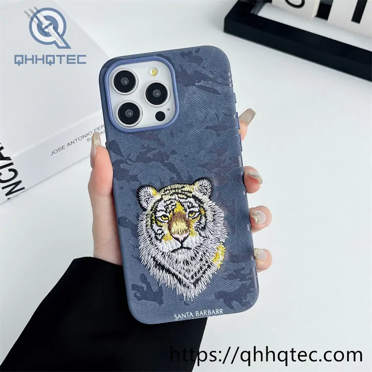 animal embroidery magnetic phone case