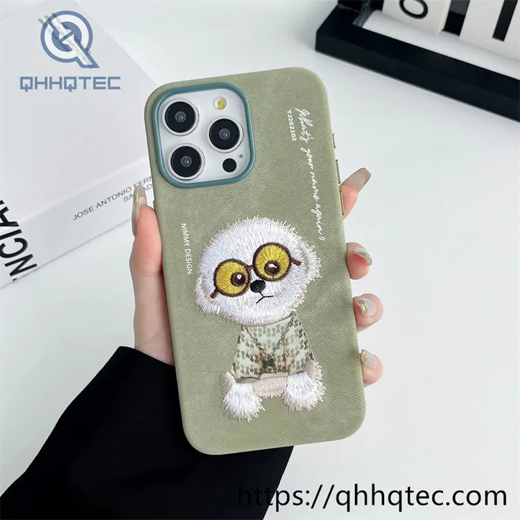 animal embroidery magnetic phone case