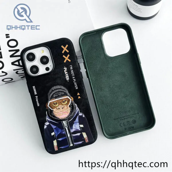 animal embroidery magnetic phone case