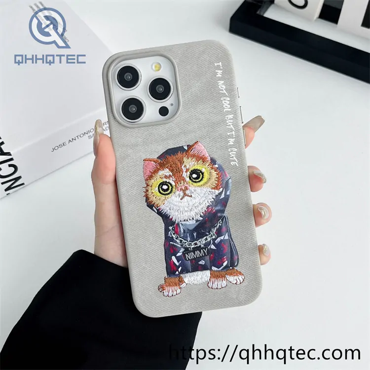 animal embroidery magnetic phone case