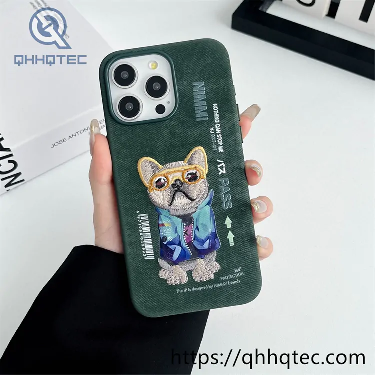 animal embroidery magnetic phone case