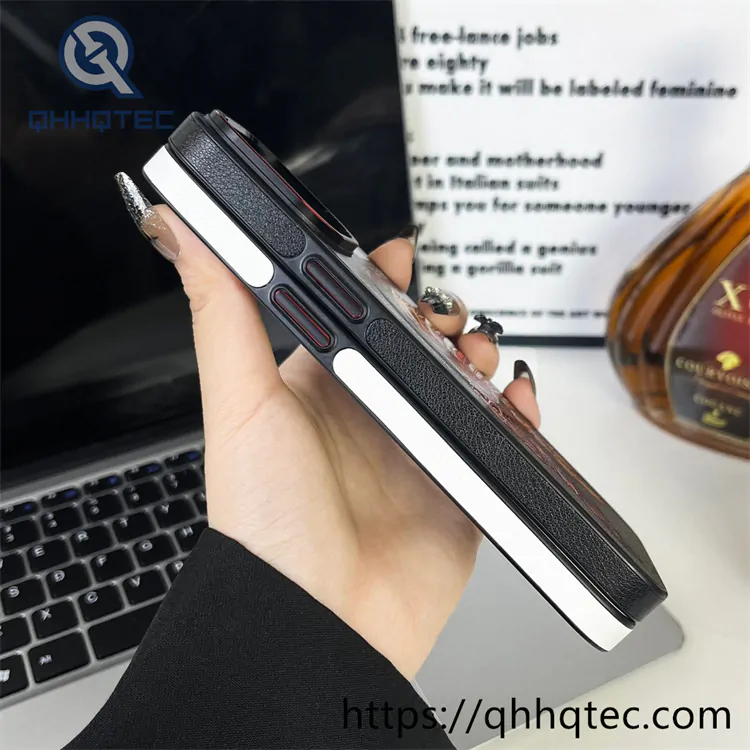 side leather imitation embroidery animal magnetic phone case